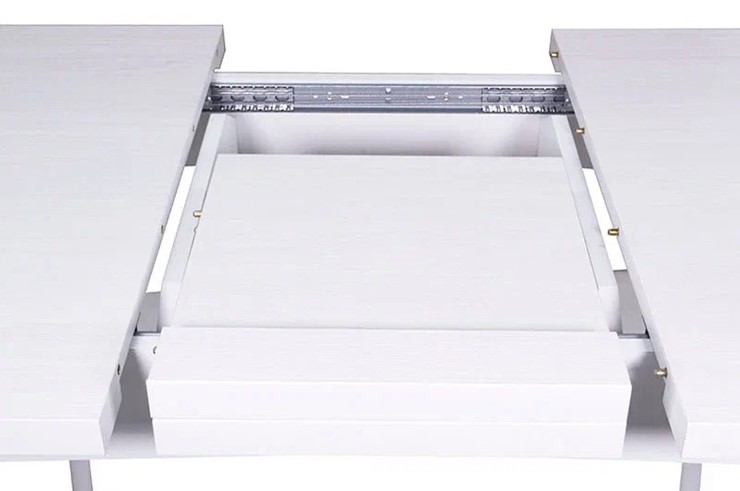 Кухонный раздвижной стол Ялта с резными опорами Белый/Ясень Анкор светлый в Пензе - изображение 2