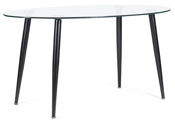 Стол обеденный KASSEL (mod. DT333) металл/закаленное стекло (10 мм), 150х90х75см, черный в Пензе