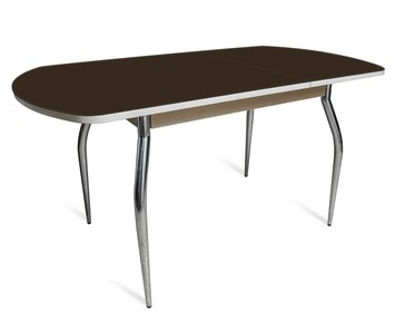Раздвижной стол ПГ мини СТ2, дуб молочный/черное стекло/35 хром гнутые металл в Пензе