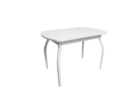Кухонный стол раскладной ПГ-01СТ белое/белое/крашенные фигурные в Пензе - изображение