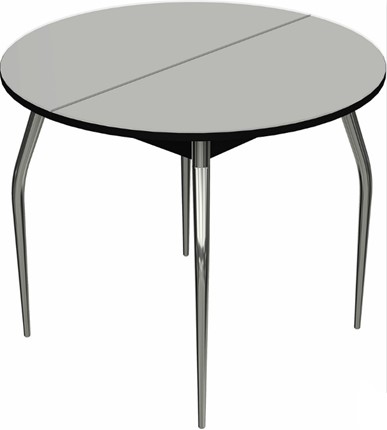 Обеденный раздвижной стол Ривьера исп. круг хром №5 (стекло белое/черный) в Пензе - изображение