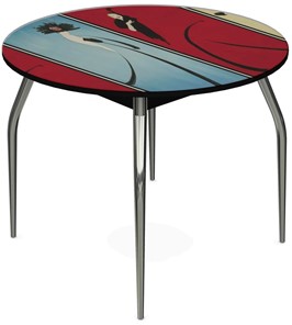 Кухонный раздвижной стол Ривьера исп. круг хром №5 (Exclusive h130/черный) в Пензе