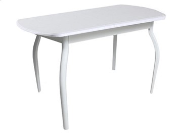 Обеденный стол ПГ-04 ЛДСП, белый ЛДСП/32 гнутые крашеные металл белый в Пензе