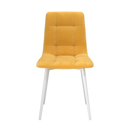 Обеденный стул Белла, велюр тенерифе куркума/Цвет металл белый в Пензе - изображение 1