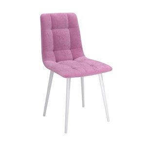 Обеденный стул Белла, велюр тенерифе розовый/Цвет металл белый в Пензе