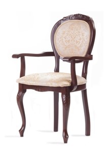 Обеденный стул Барокко с резьбой и подлокотниками (нестандартная покраска) в Пензе