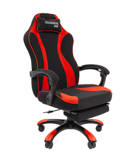 Игровое кресло CHAIRMAN GAME 35 с выдвижной подставкой для ног Ткань  черная / Ткань красная в Пензе