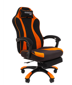 Игровое кресло CHAIRMAN GAME 35 с выдвижной подставкой для ног Ткань черная / Ткань оранжевая в Пензе