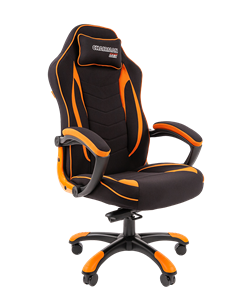 Кресло игровое CHAIRMAN GAME 28 Полиэстер комбинированная ткань оранжевый/черный в Пензе