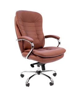 Кресло компьютерное CHAIRMAN 795 кожа, цвет коричневый в Пензе