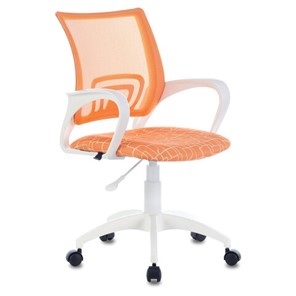 Компьютерное кресло Brabix Fly MG-396W (с подлокотниками, пластик белый, сетка, оранжевое с рисунком "Giraffe") 532402 в Пензе