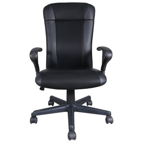 Офисное кресло Brabix Optima MG-370 (с подлокотниками, экокожа/ткань, черное) 531580 в Пензе