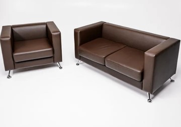 Комплект мебели Альбиони коричневый кожзам  диван 2Д + кресло в Пензе