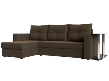 Угловой диван с оттоманкой Атланта Лайт, Коричневый (рогожка) в Пензе