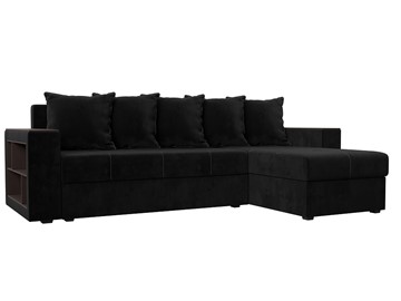 Угловой диван с оттоманкой Дубай Лайт, Черный (велюр) в Пензе