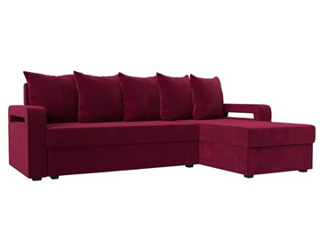 Угловой диван с оттоманкой Гермес Лайт, Бордовый (Микровельвет) в Пензе