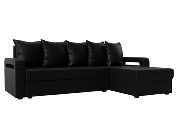 Угловой диван с оттоманкой Гермес Лайт, Черный (экокожа) в Пензе