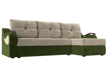 Угловой диван Меркурий, Бежевый/зеленый (вельвет) в Пензе