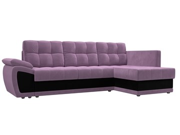 Угловой диван для гостиной Нэстор прайм, Сиреневый/Черный (микровельвет) в Пензе