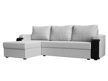 Угловой диван с оттоманкой Николь лайт, Белый/Черный (экокожа) в Пензе
