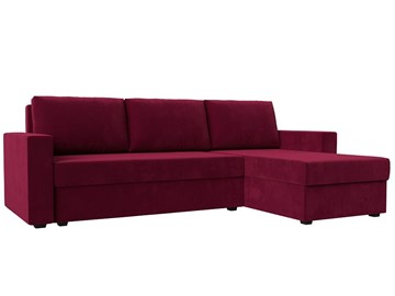 Угловой раскладной диван Траумберг Лайт, Бордовый (микровельвет) в Пензе