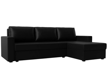 Угловой диван с оттоманкой Траумберг Лайт, Черный (Экокожа) в Пензе