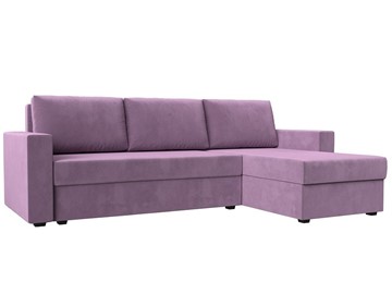 Угловой диван с оттоманкой Траумберг Лайт, Сиреневый (микровельвет) в Пензе