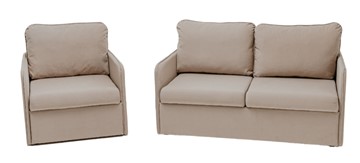 Мебельный комплект Амира бежевый диван + кресло в Пензе