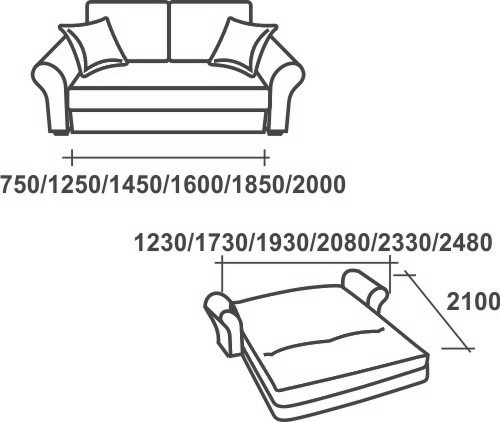 Диван прямой Аккордеон-1, 120 (круглые подлокотники), НПБ в Пензе - изображение 2