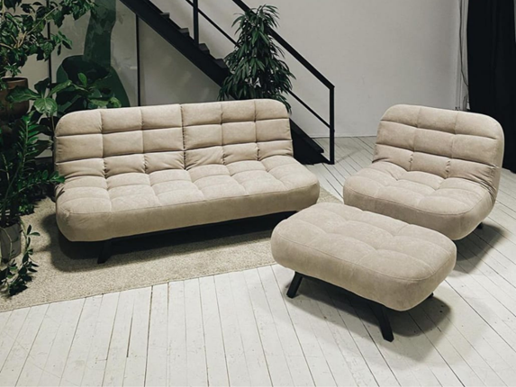 Комплект мебели Абри цвет бежевый диван + кресло +пуф пора металл в Пензе - изображение