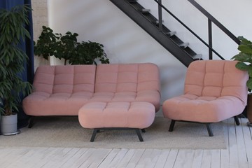 Комплект мебели Абри розовый кресло + диван + пуф опора металл в Пензе