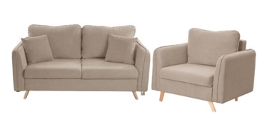 Комплект мебели Бертон бежевый диван+ кресло в Пензе