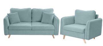 Комплект мебели Бертон голубой диван+ кресло в Пензе