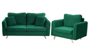 Комплект мебели Бертон изумрудный диван+ кресло в Пензе