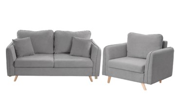 Комплект мебели Бертон серый диван+ кресло в Пензе
