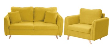 Комплект мебели Бертон желтый диван+ кресло в Пензе