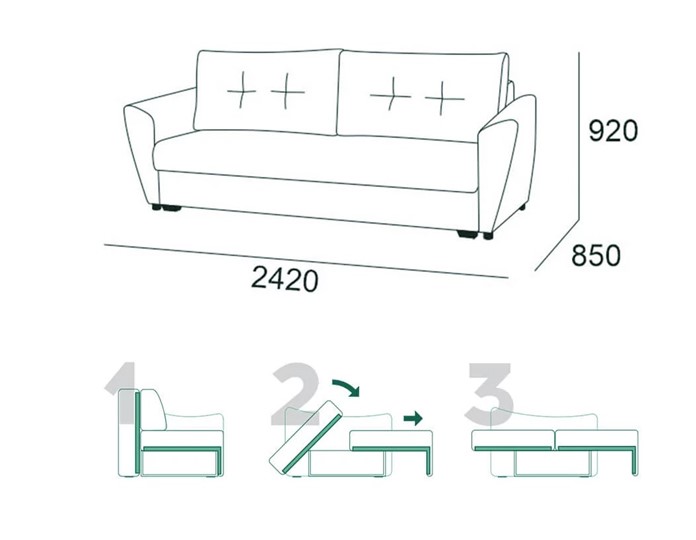 Прямой диван Мальта 1 К БД в Пензе - изображение 5