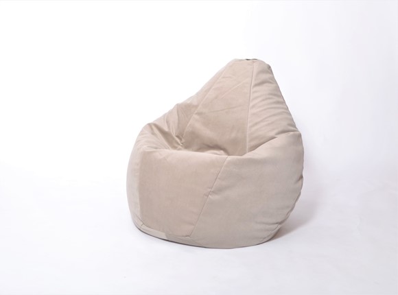 Кресло-мешок Груша среднее, велюр однотон, бежевое в Пензе - изображение