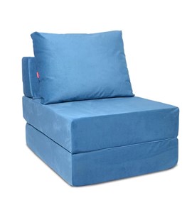 Бескаркасное кресло-кровать Окта, велюр синий в Пензе