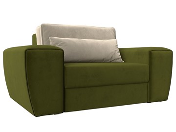 Кресло в гостиную Лига-008, Зеленый\Бежевый (Микровельвет) НПБ в Пензе