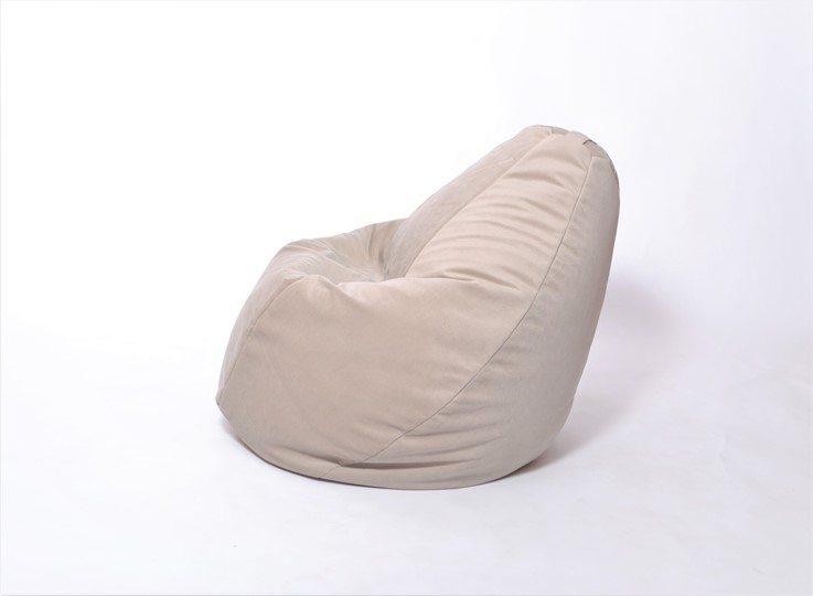 Кресло-мешок Груша среднее, велюр однотон, бежевое в Пензе - изображение 2