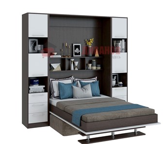 Кровать-шкаф с диваном Бела 1, с полкой ножкой, 1600х2000, венге/белый в Пензе