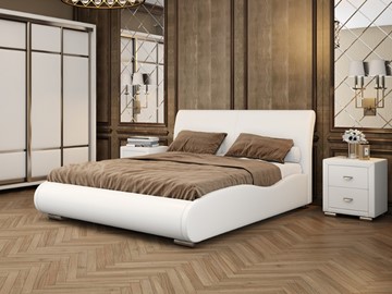 Кровать двуспальная Corso-8 Lite 180х200, Экокожа (Белый) в Пензе