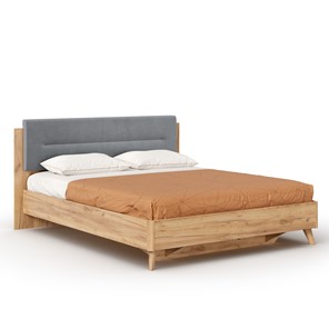 Спальная кровать Марта-2 1600 ЛД 406.120 (с основанием и мягкой накладкой, линейная утяжка Neo 25), Дуб Золотой/Глубокий серый в Пензе