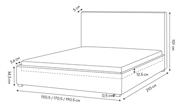 Кровать спальная Mono 140х200, Велюр (Monopoly Миндаль (111)) в Пензе - предосмотр 1