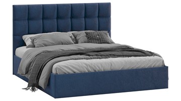 Кровать двуспальная с подъемным механизмом Эмбер (Микровелюр Wellmart Blue) в Пензе