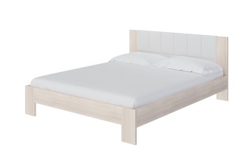 Кровать спальная Soft 1, 160х200, ЛДСП Дуб Шамони+экокожа (Дуб Шамони с белым) в Пензе