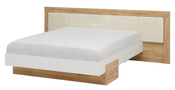 Кровать спальная Тоскана 1600 с декором (Дуб крафт золотой/Белый поры глубокие) с основанием в Пензе