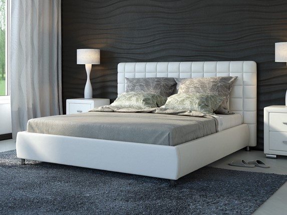 Двуспальная кровать Corso-3 160х200, Экокожа (Белый) в Пензе - изображение