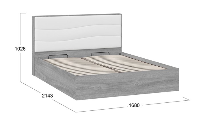 Кровать с подъемным механизмом Миранда тип 1 (Дуб Гамильтон/Белый глянец) в Пензе - изображение 1